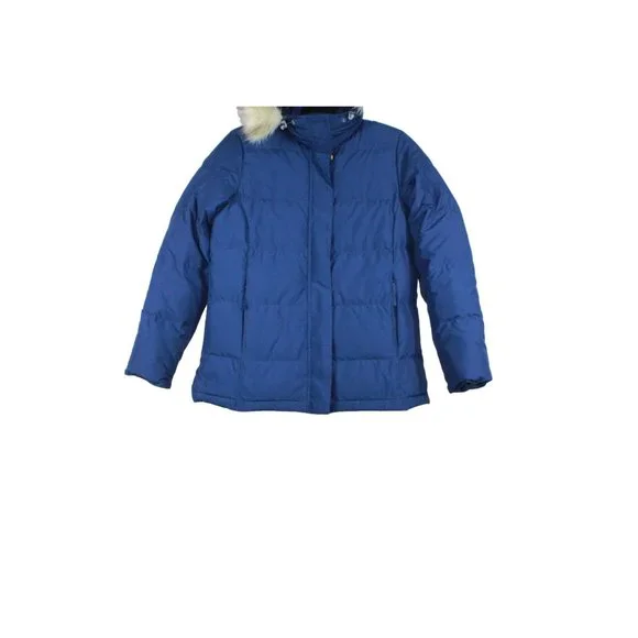 LL Bean Ultrawarm Blue Polyester Down Faux Fur Jacket Coat Size S Jackets Coats
